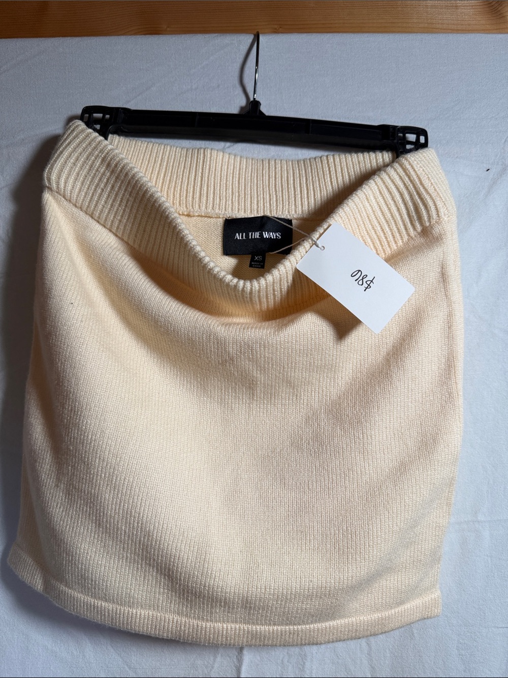 Cream Knit Sweater Mini Skirt